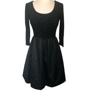 JS Boutique Black dress w/sequence stretchy top 3/4sleeves & pockets Size 4